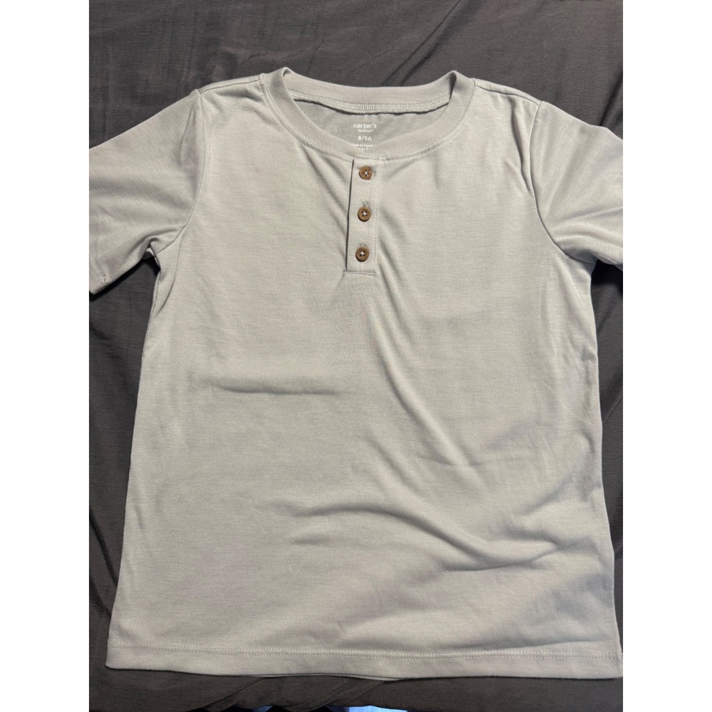 Carters Bedtime Kids Gray Henley Short Sleeve Sleep Shirt Size 8 8A ATFC15218